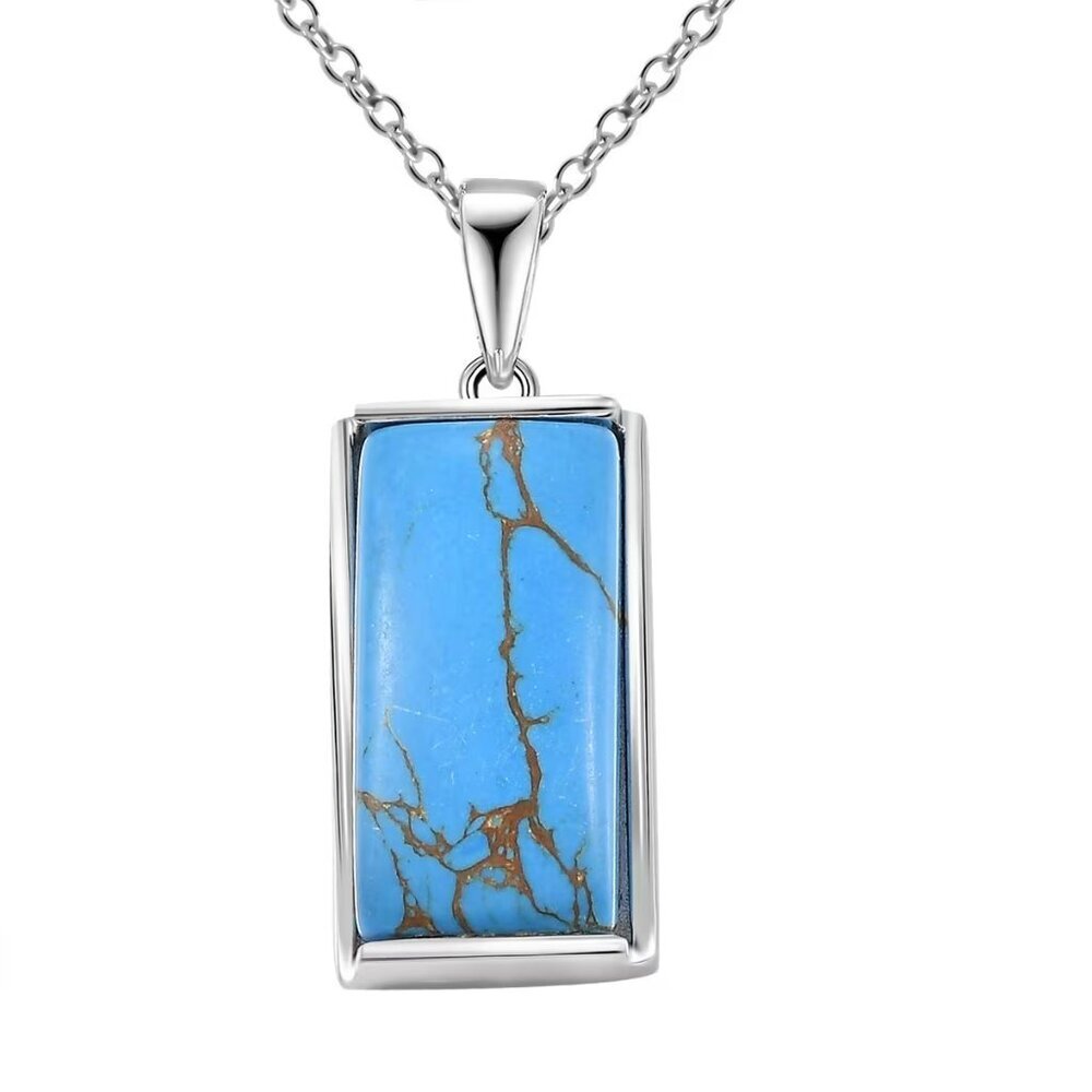 Mojave Blue Turquoise 10.35 ctw Pendant in Platinum Bond 20" Necklace